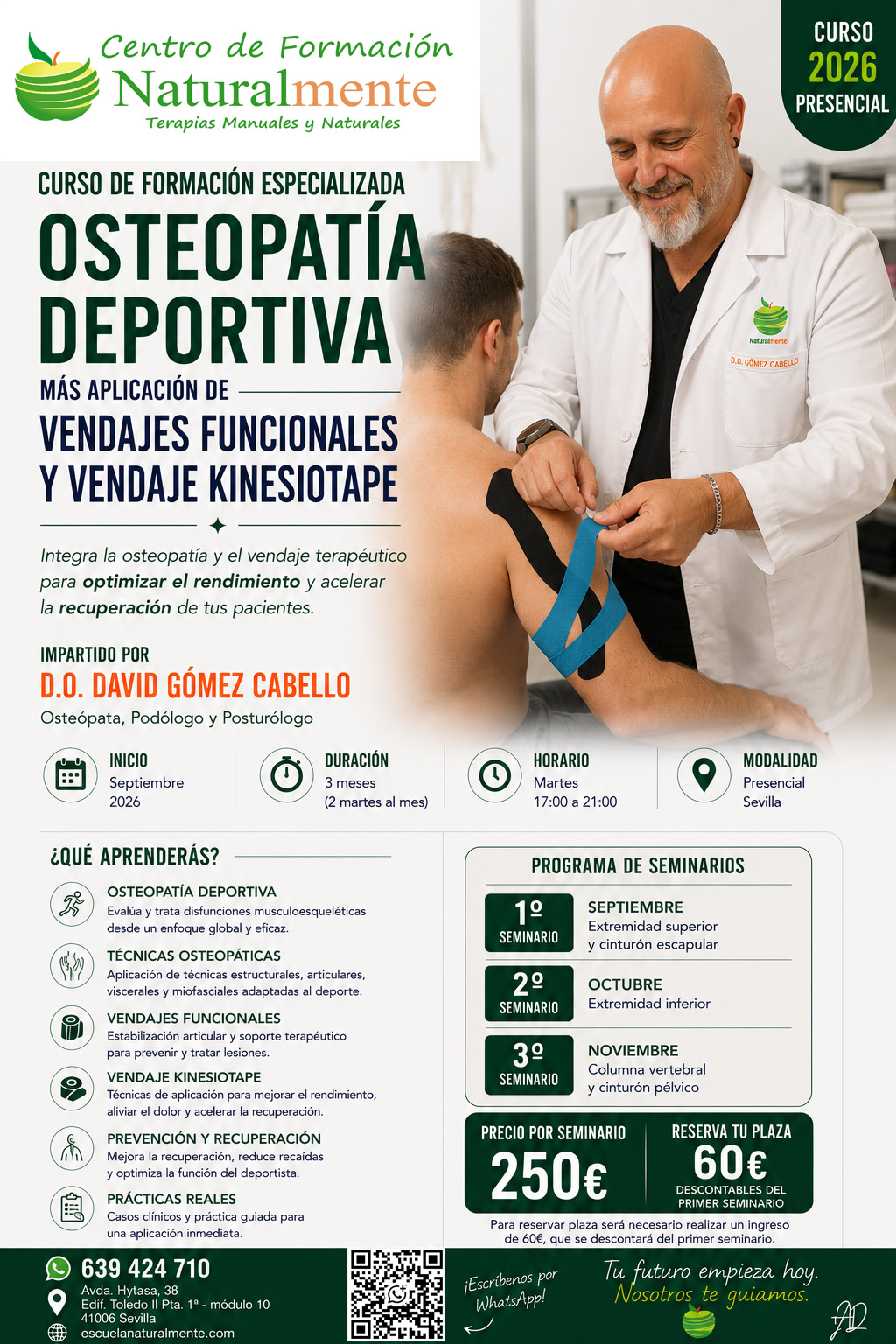 Folleto completo de CURSO DE OSTEOPATÍA DEPORTIVA MAS VENDAJE FUNCIONAL Y VENDAJE NEUROMUSCULAR