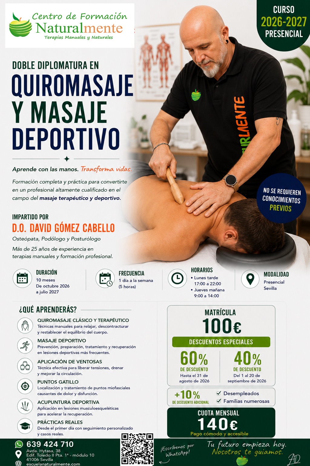 Folleto de CURSO DE QUIROMASAJE Y MASAJE DEPORTIVO (doble diplomatura)